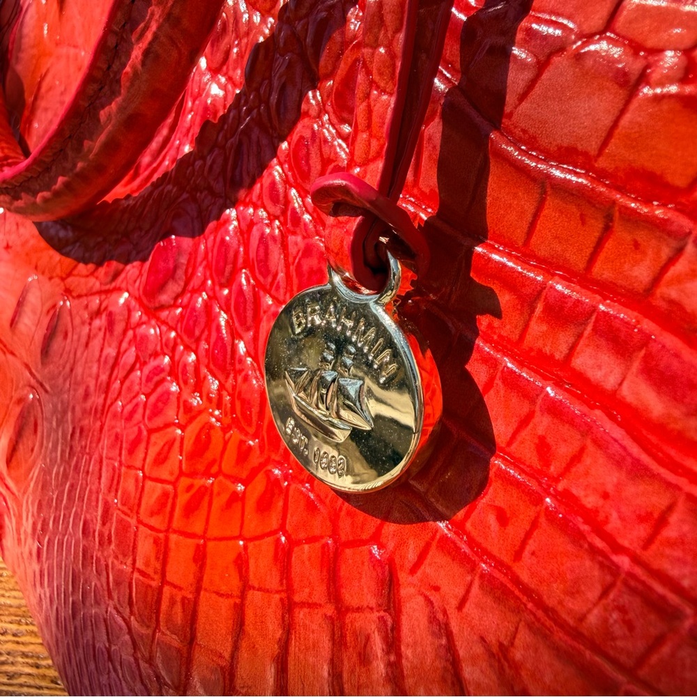 Brahmin Punchy Coral Melbourne Croc Duxbury Satchel - Picture 9 of 15